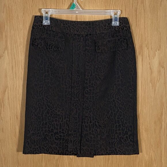 Ann Taylor Leopard Print Pencil Skirt Wool Blend Brown Women's Petites Sz 4P - Picture 1 of 8
